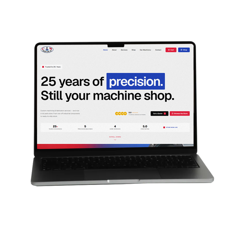 C&M Machine Shop manufacturing website built by Ghosxt